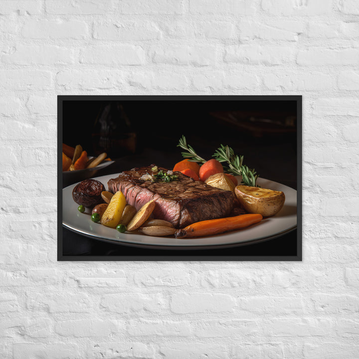 New York Strip Steak with Roasted Vegetables Framed poster 🤤 from Yumify.AI