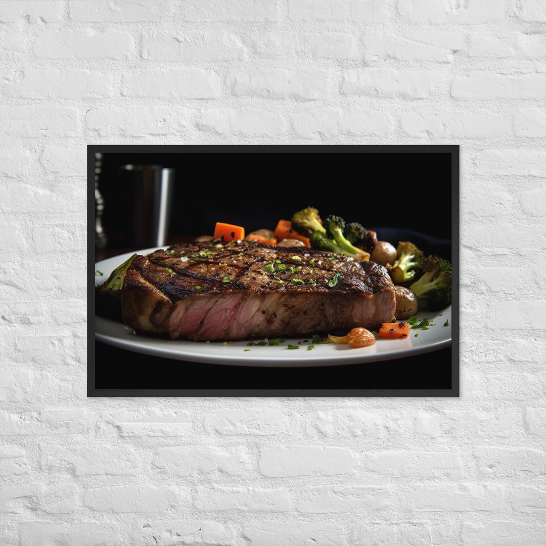 New York Strip Steak with Roasted Vegetables Framed poster 🤤 from Yumify.AI