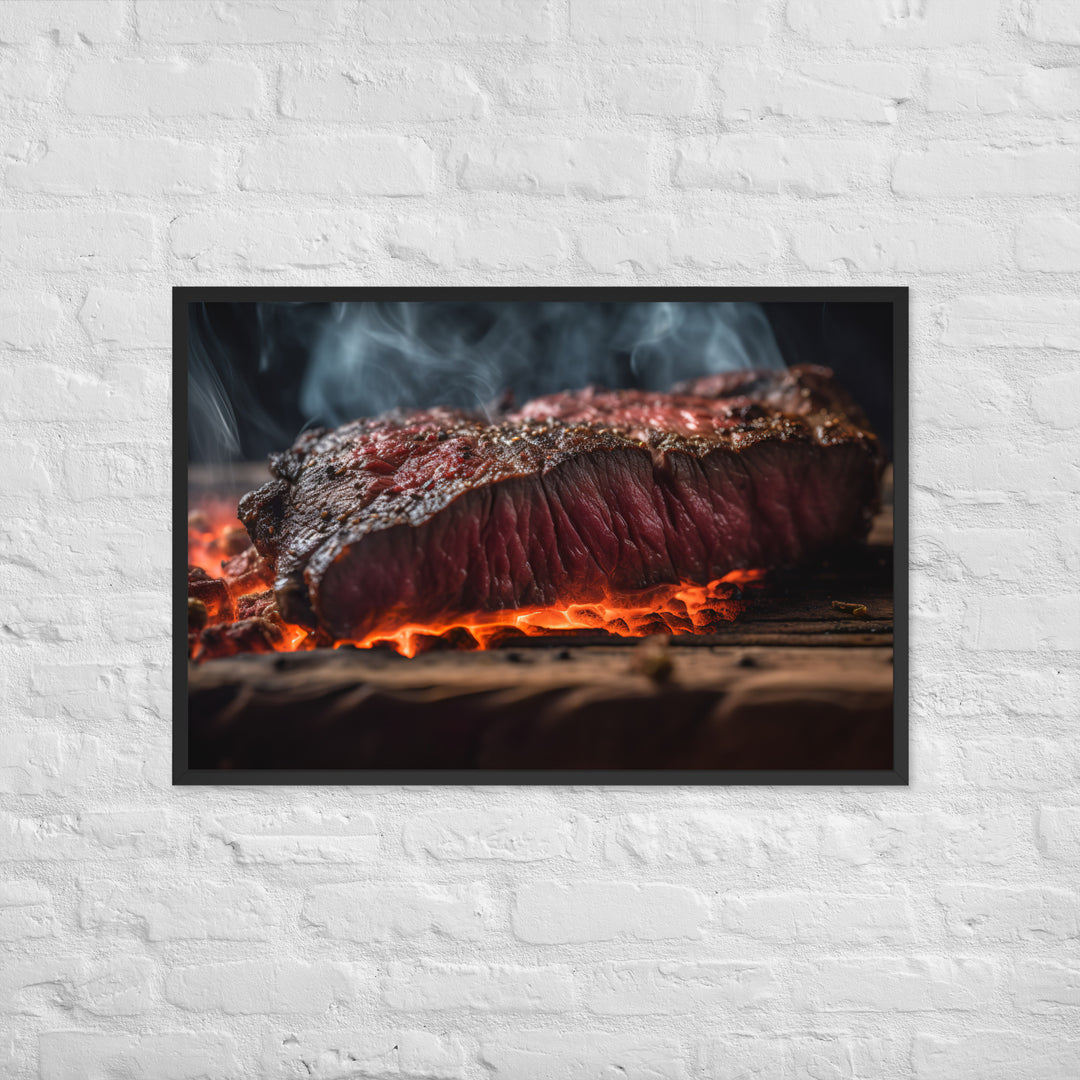 Juicy Hanger Steak on the Grill Framed poster 🤤 from Yumify.AI