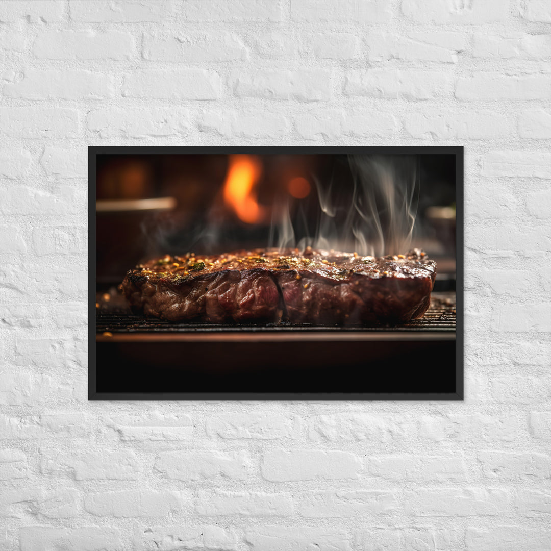 Juicy and Flavorful New York Strip Steak Framed poster 🤤 from Yumify.AI