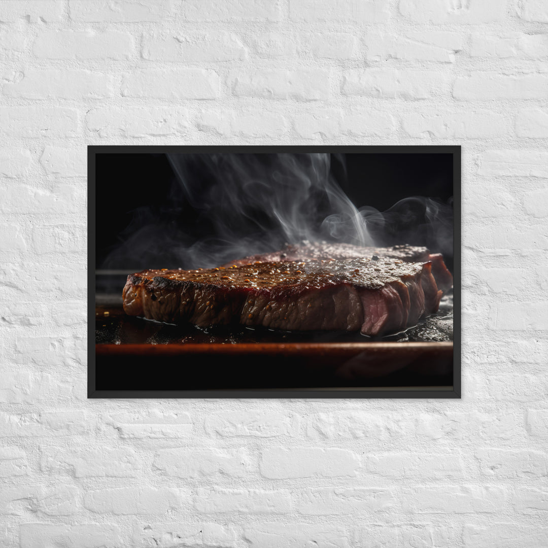 Juicy and Flavorful New York Strip Steak Framed poster 🤤 from Yumify.AI