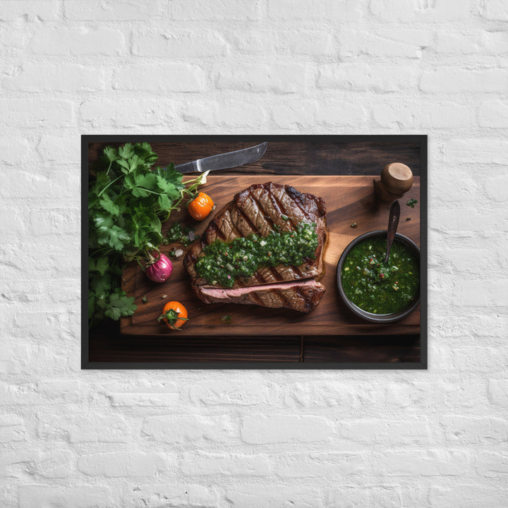 Grilled Sirloin with Chimichurri Sauce Framed poster 🤤 from Yumify.AI