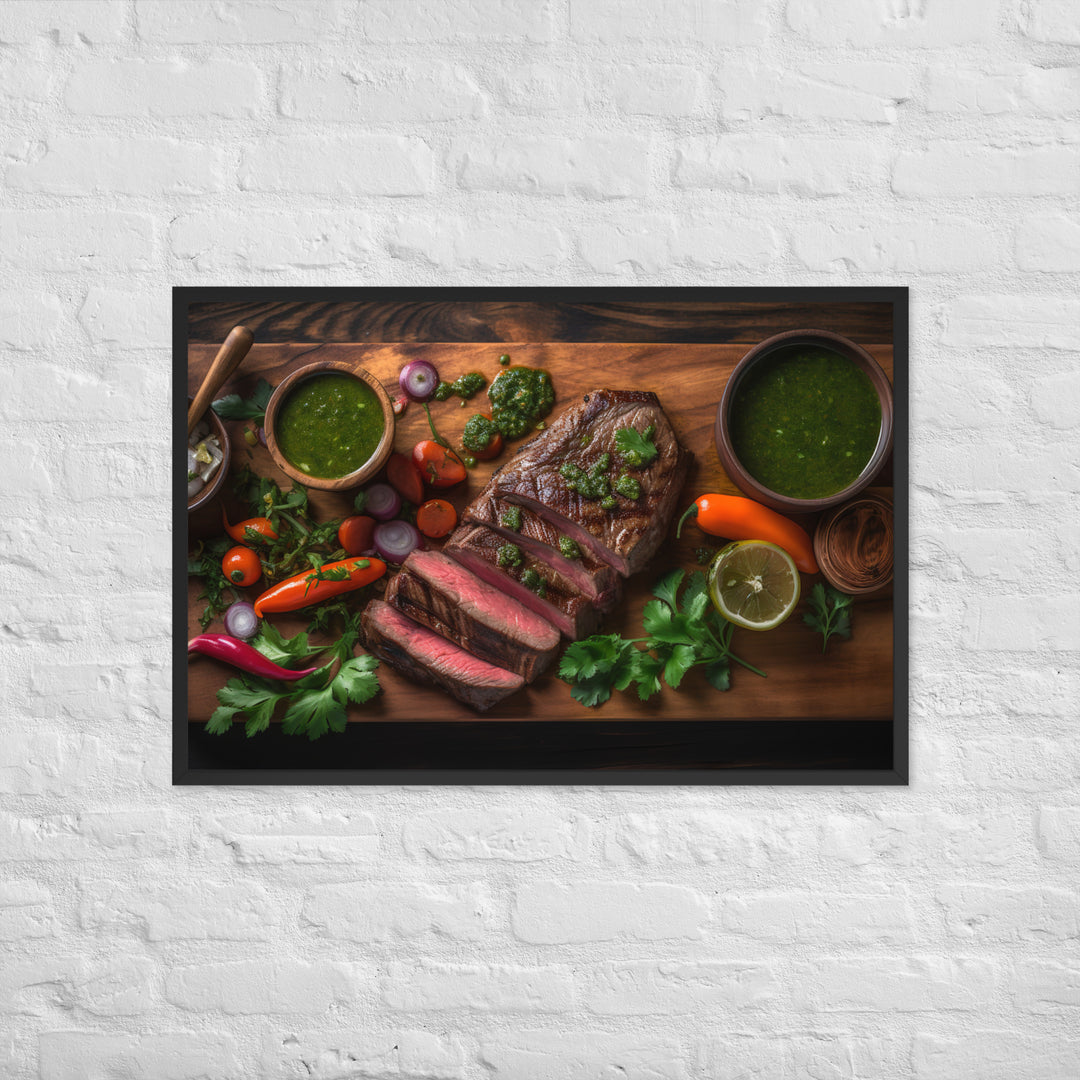 Grilled Sirloin with Chimichurri Sauce Framed poster 🤤 from Yumify.AI