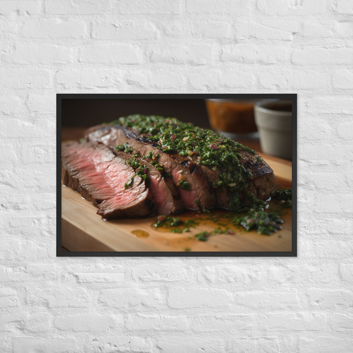 Grilled Flank Steak with Chimichurri Sauce Framed poster 🤤 from Yumify.AI