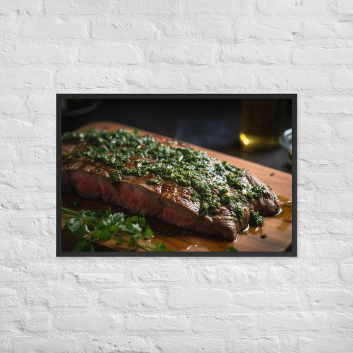 Grilled Flank Steak with Chimichurri Sauce Framed poster 🤤 from Yumify.AI