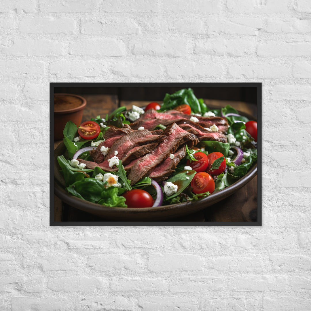 Flank Steak Salad with Fresh Greens Framed poster 🤤 from Yumify.AI