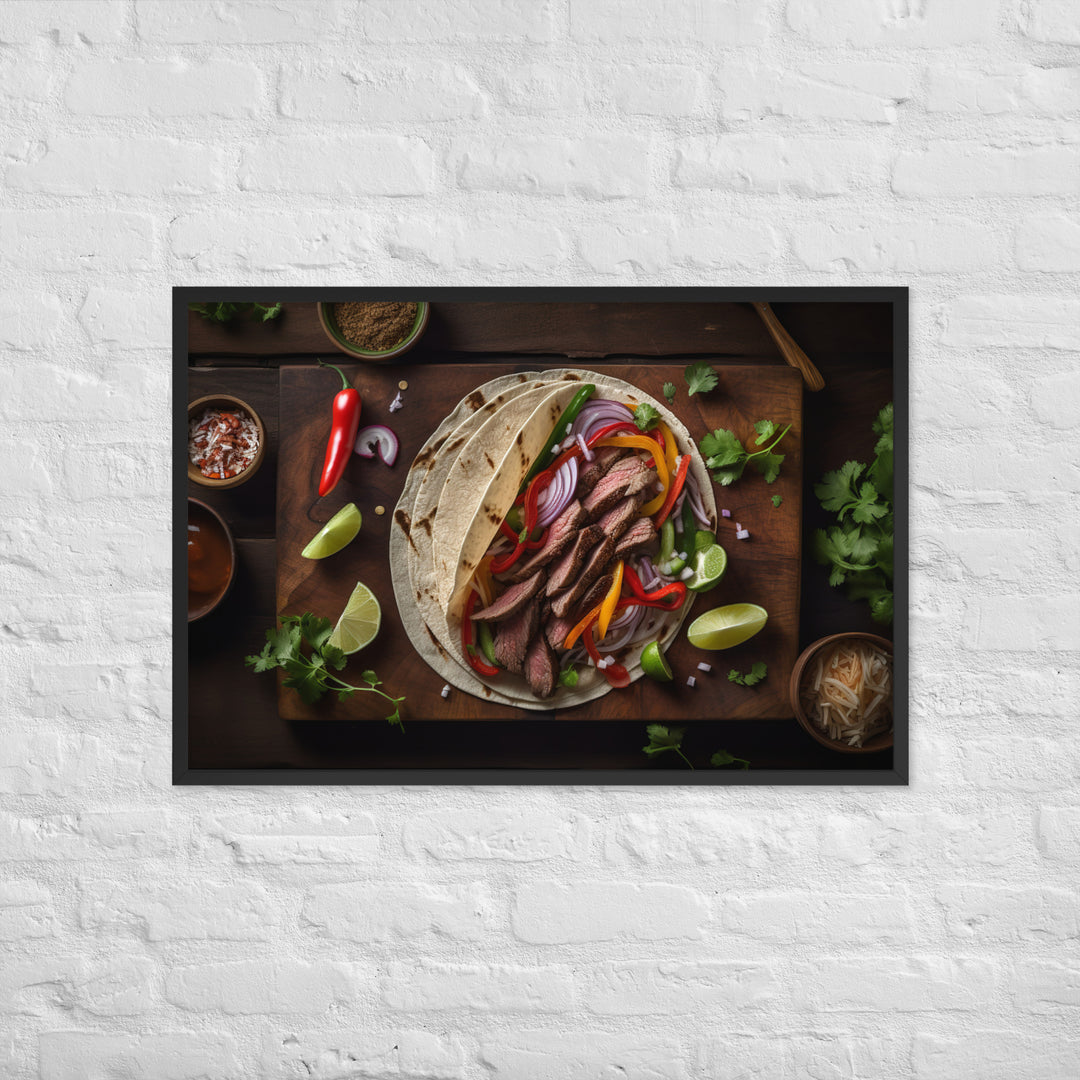 Flank Steak Fajitas with Fresh Veggies Framed poster 🤤 from Yumify.AI