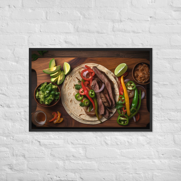 Flank Steak Fajitas with Fresh Veggies Framed poster 🤤 from Yumify.AI