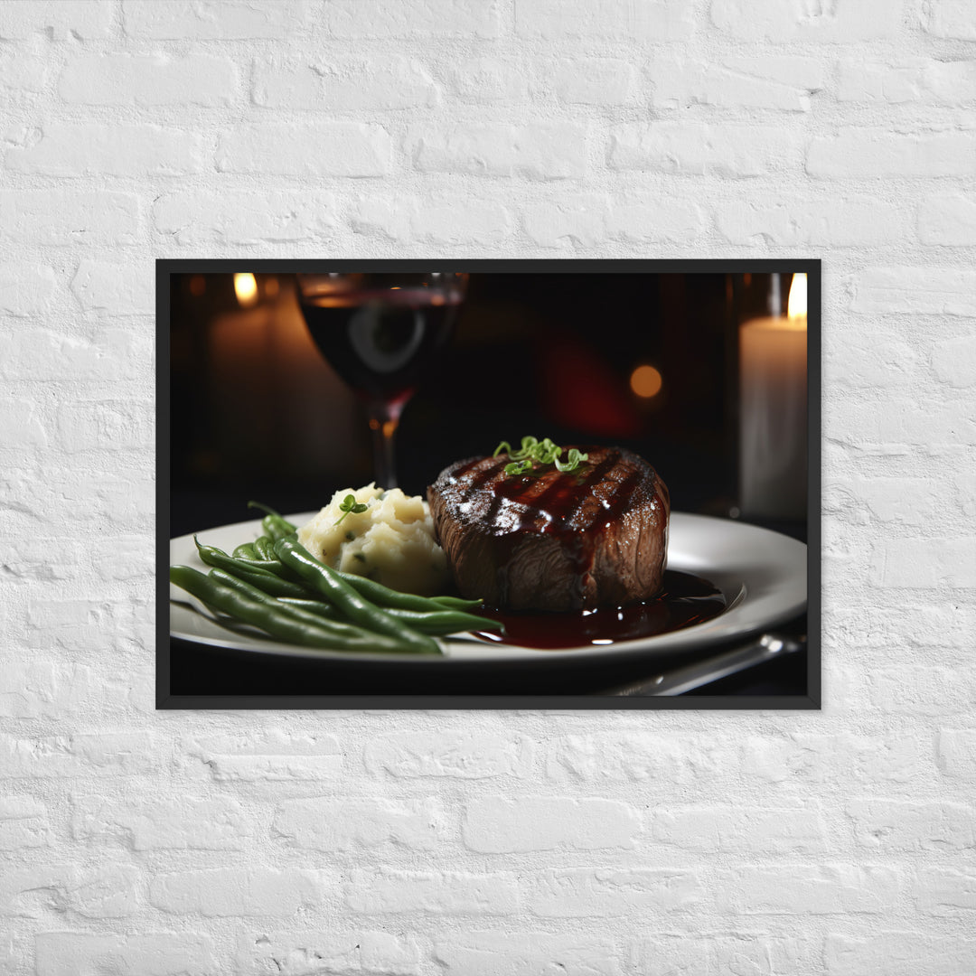 Filet Mignon with Red Wine Sauce Framed poster 🤤 from Yumify.AI