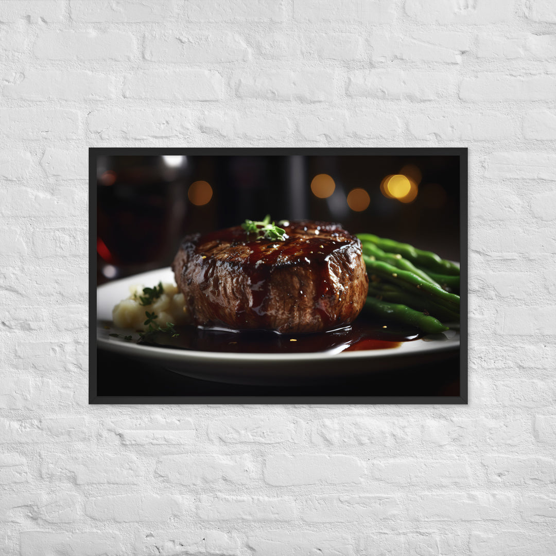 Filet Mignon with Red Wine Sauce Framed poster 🤤 from Yumify.AI