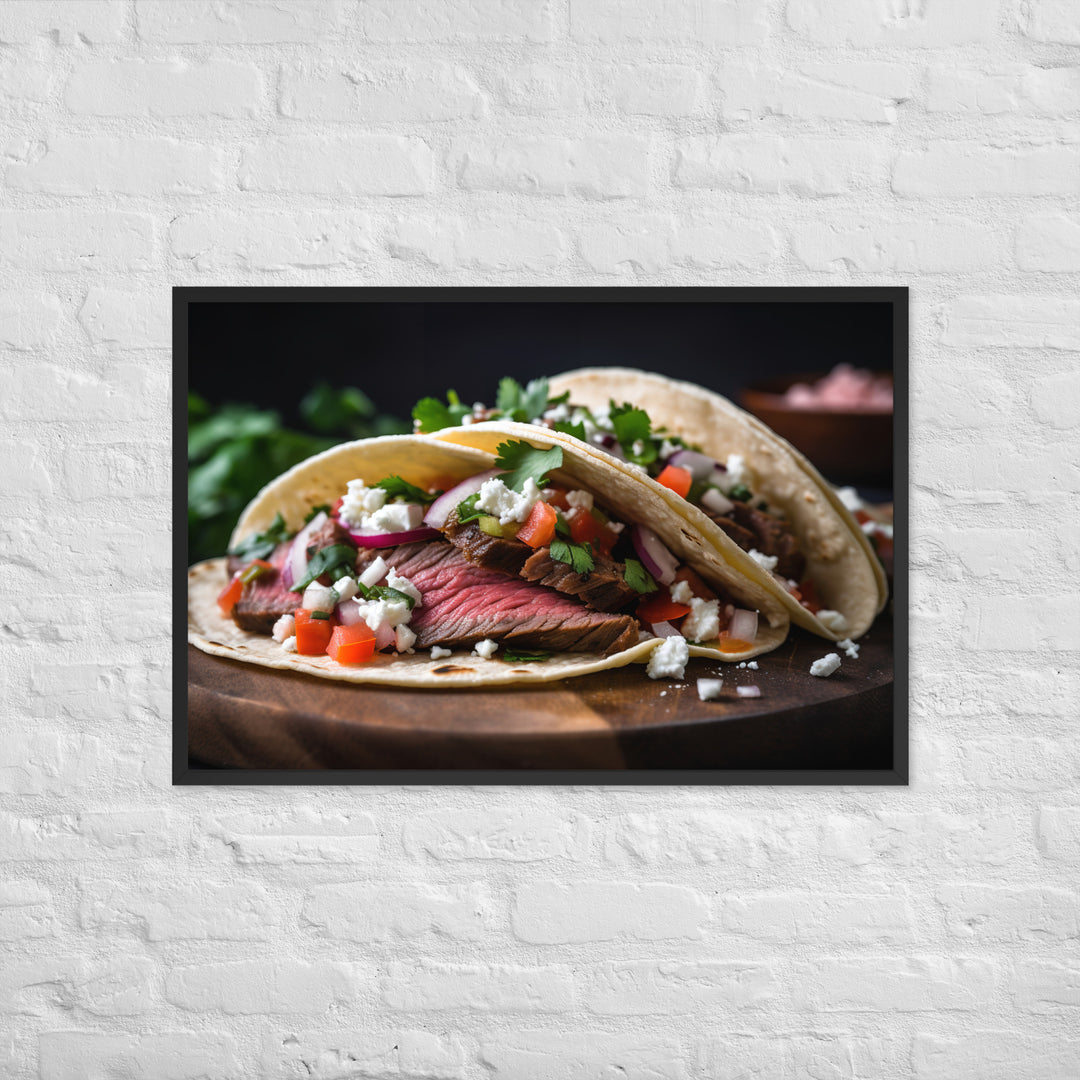 Carne Asada Tacos with Skirt Steak Framed poster 🤤 from Yumify.AI