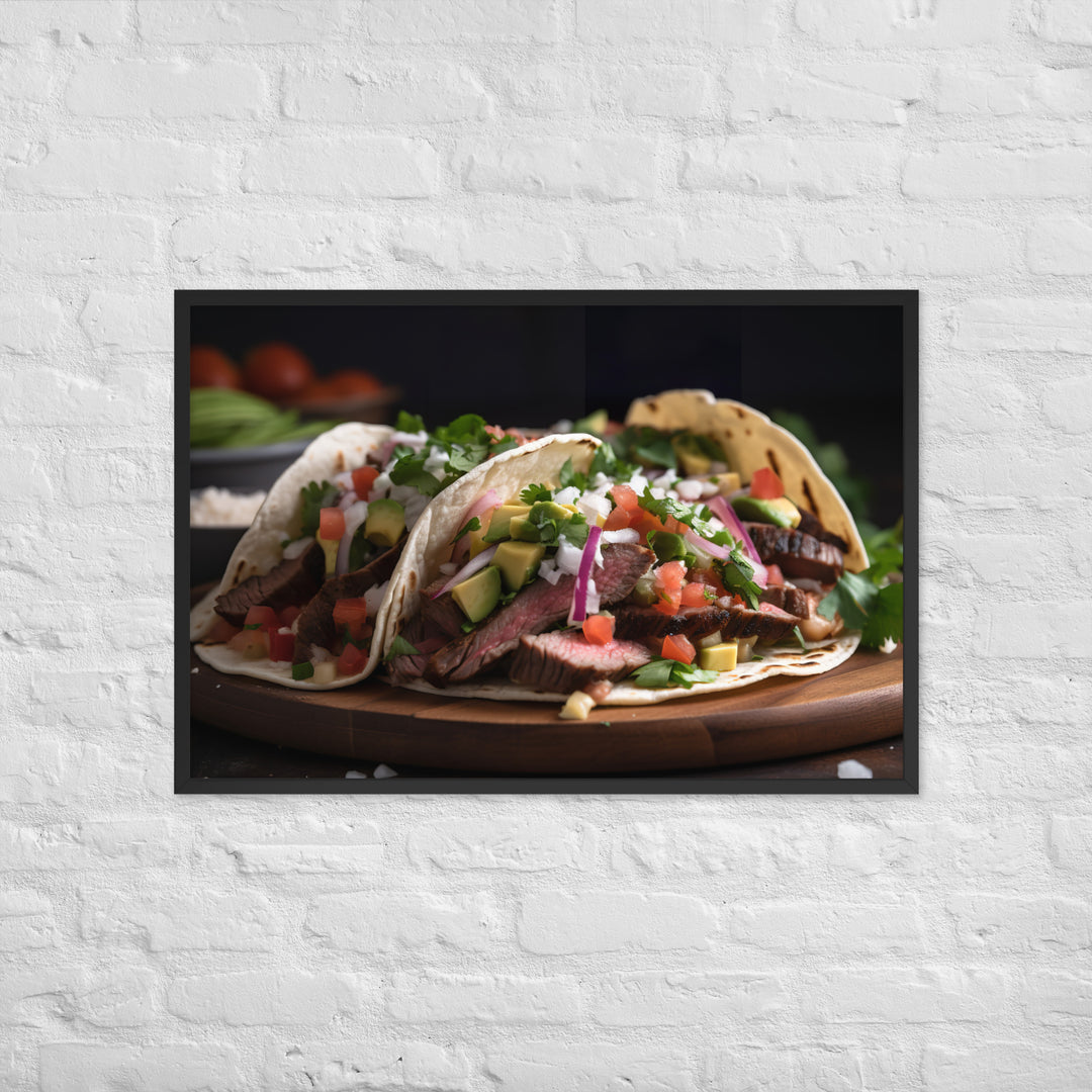 Carne Asada Tacos with Skirt Steak Framed poster 🤤 from Yumify.AI