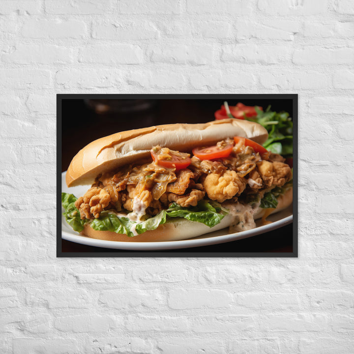 Pacific Oyster Po Boy Sandwich Framed poster 🤤 from Yumify.AI