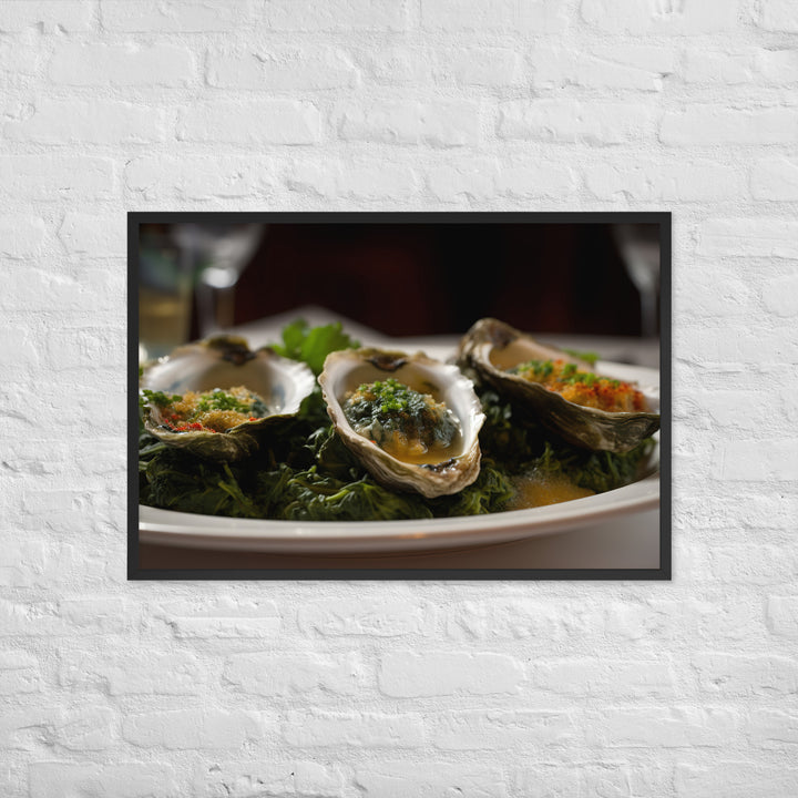 Malpeque Oysters Rockefeller Framed poster 🤤 from Yumify.AI