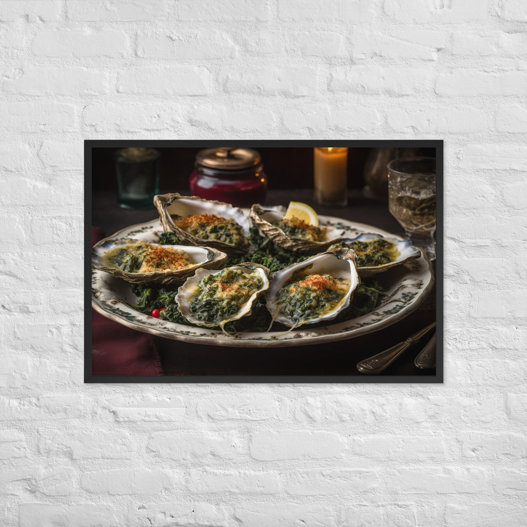 Malpeque Oysters Rockefeller Framed poster 🤤 from Yumify.AI