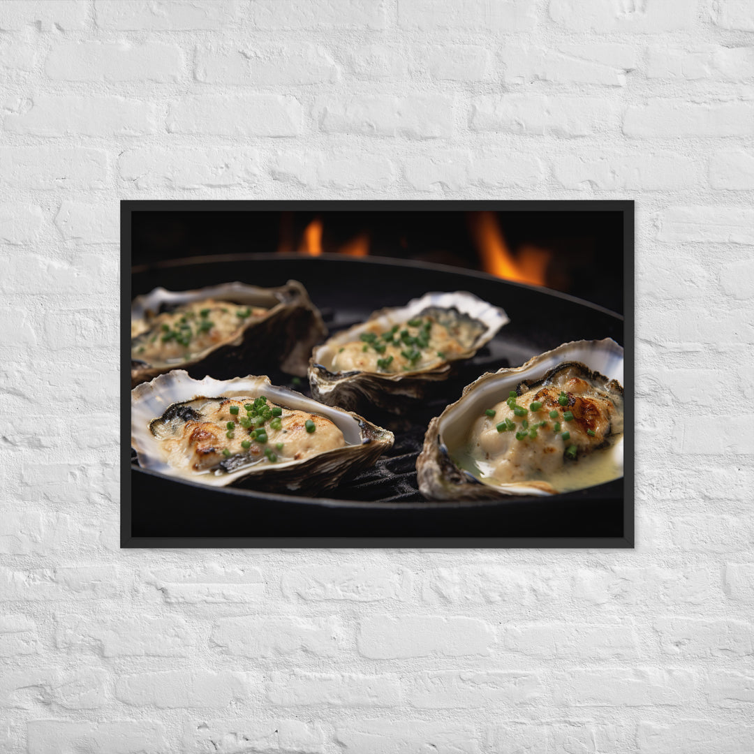 Grilled Pacific Oysters with Garlic and Butter Framed poster 🤤 from Yumify.AI