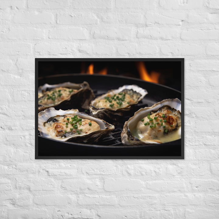 Grilled Pacific Oysters with Garlic and Butter Framed poster 🤤 from Yumify.AI