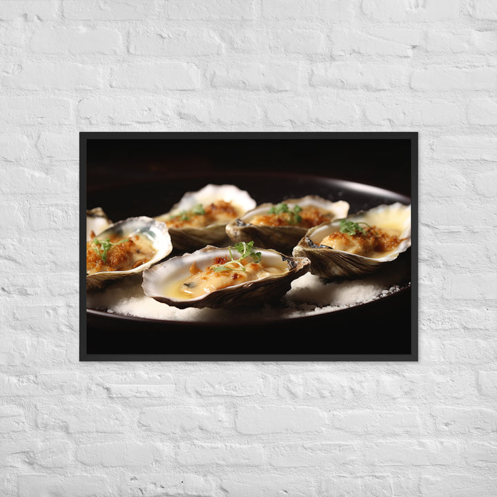 Grilled Pacific Oysters with Garlic and Butter Framed poster 🤤 from Yumify.AI