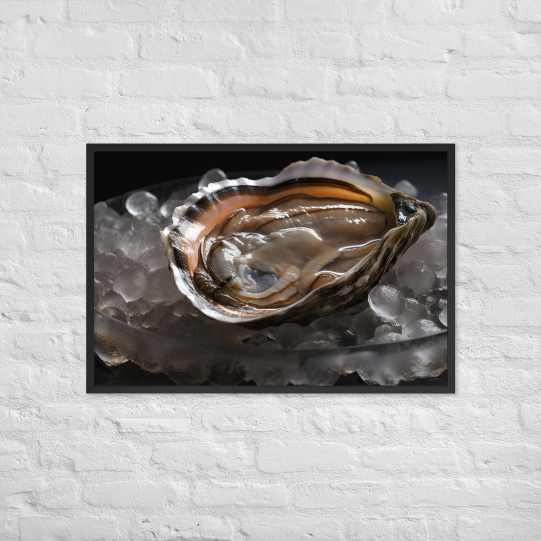 Glistening Sydney Rock Oyster on Ice Framed poster 🤤 from Yumify.AI