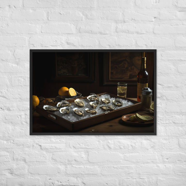 Freshly Shucked European Flat Oysters on Ice Framed poster 🤤 from Yumify.AI