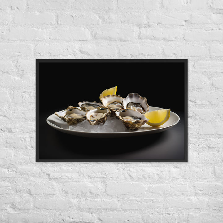 European Flat Oysters with a Splash of Lemon Framed poster 🤤 from Yumify.AI