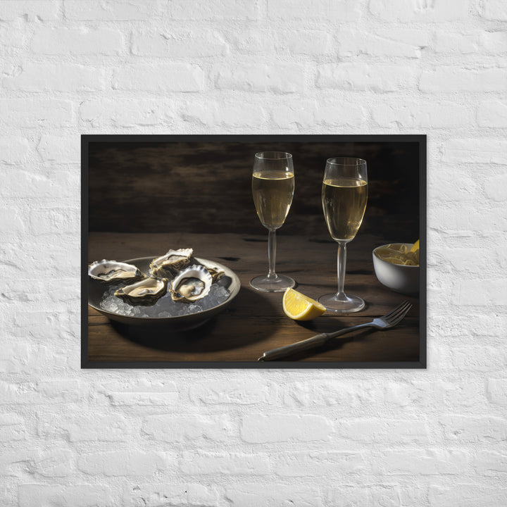 European Flat Oysters and Champagne Framed poster 🤤 from Yumify.AI