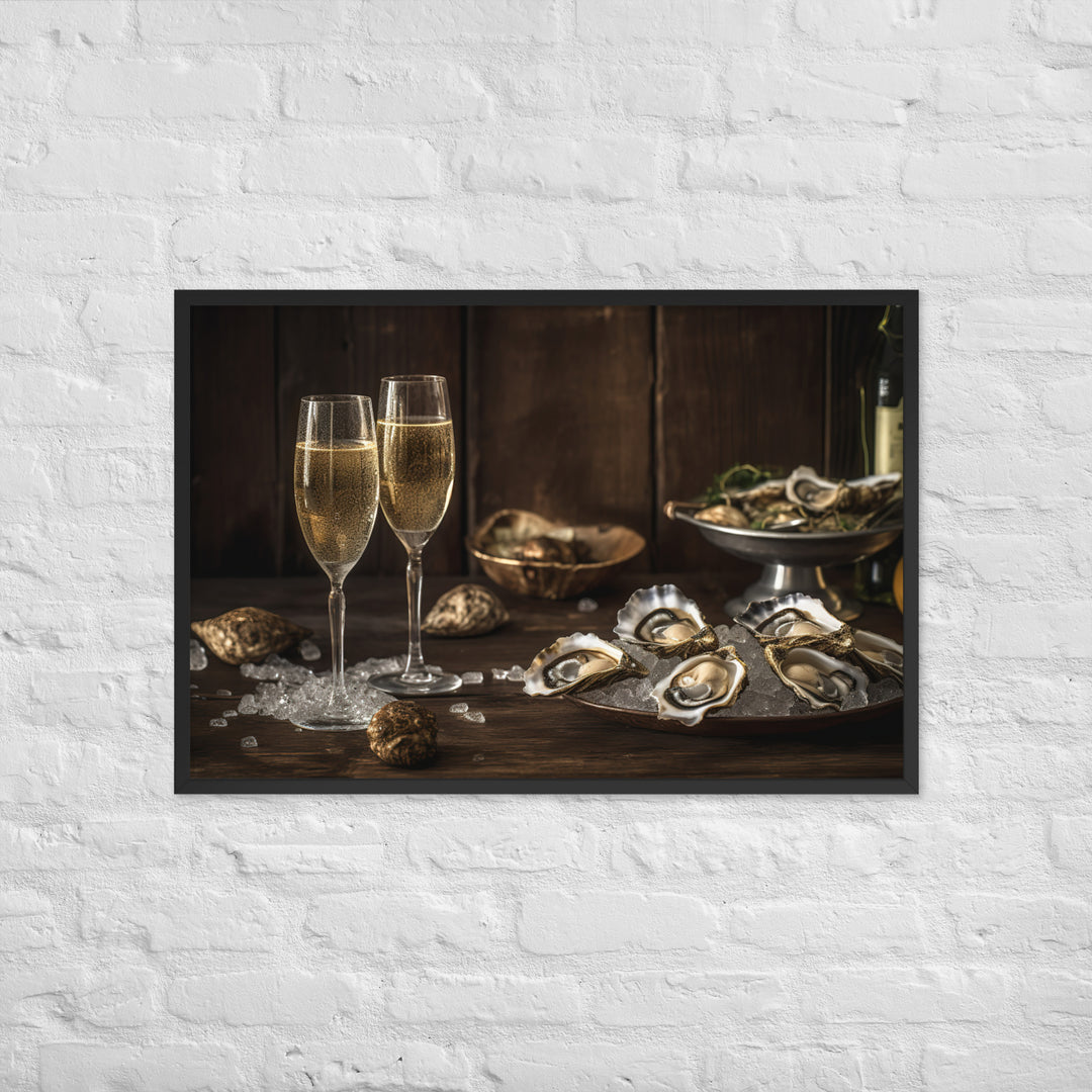 European Flat Oysters and Champagne Framed poster 🤤 from Yumify.AI