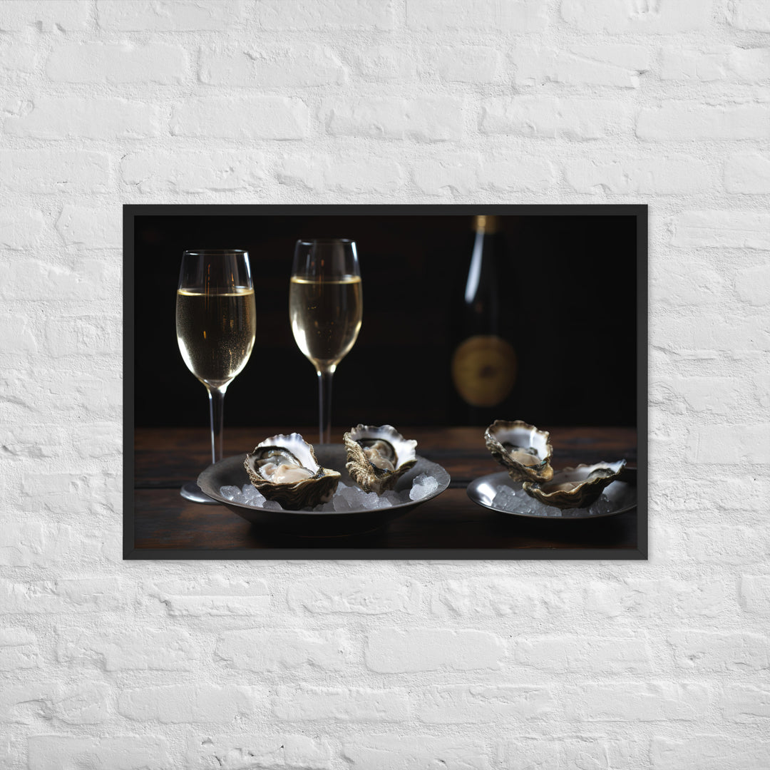 European Flat Oysters and Champagne Framed poster 🤤 from Yumify.AI