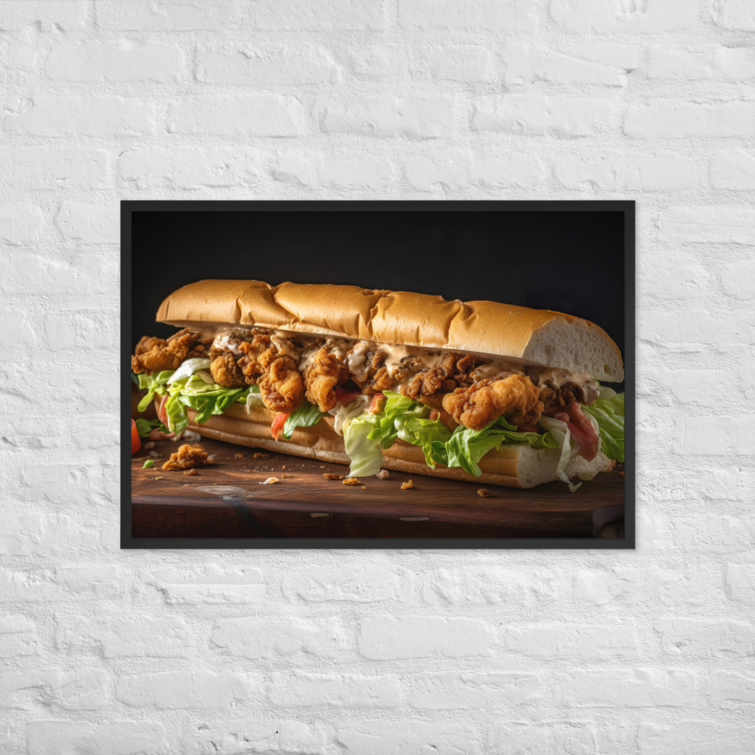 Eastern Oyster Po Boy Sandwich Framed poster 🤤 from Yumify.AI