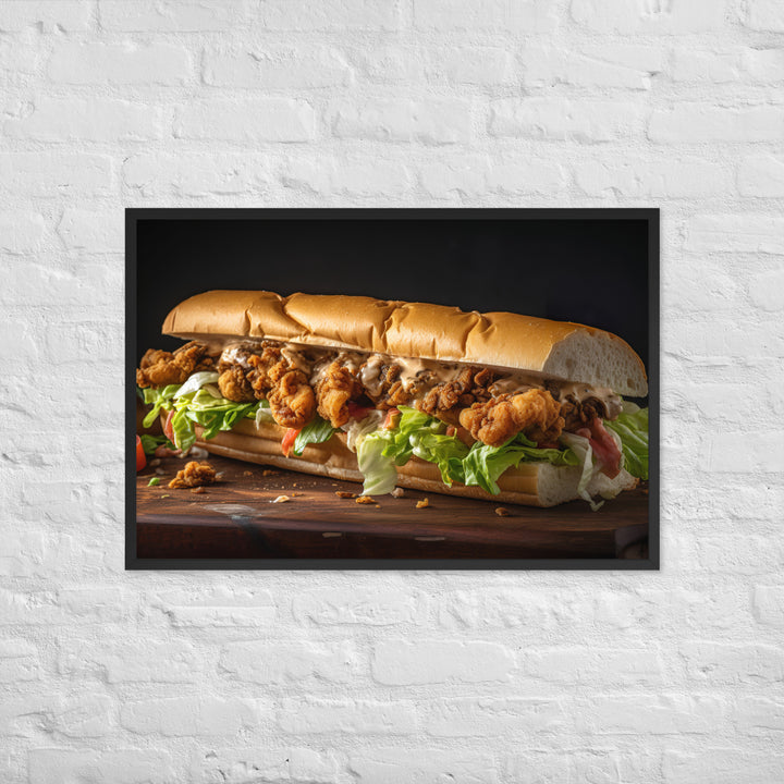 Eastern Oyster Po Boy Sandwich Framed poster 🤤 from Yumify.AI