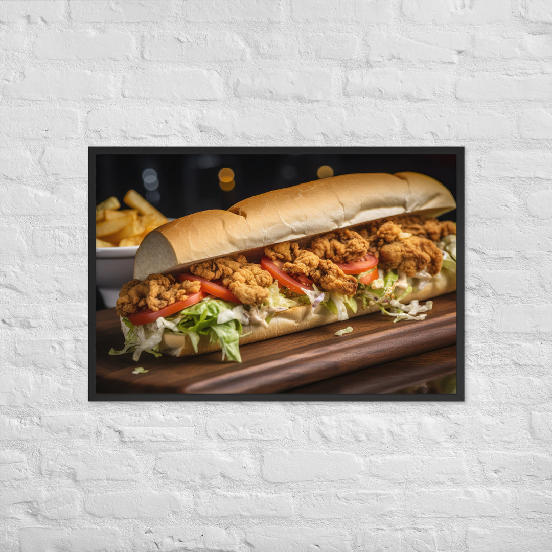 Eastern Oyster Po Boy Sandwich Framed poster 🤤 from Yumify.AI