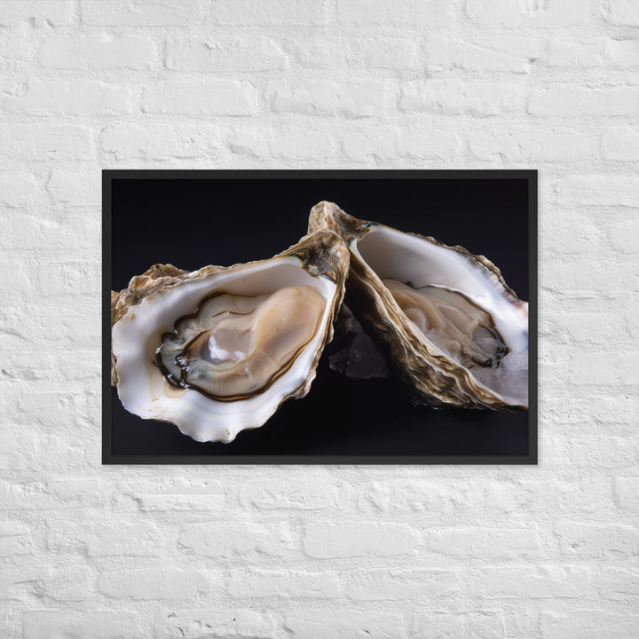 Delicate Olympia Oysters on the Half Shell Framed poster 🤤 from Yumify.AI