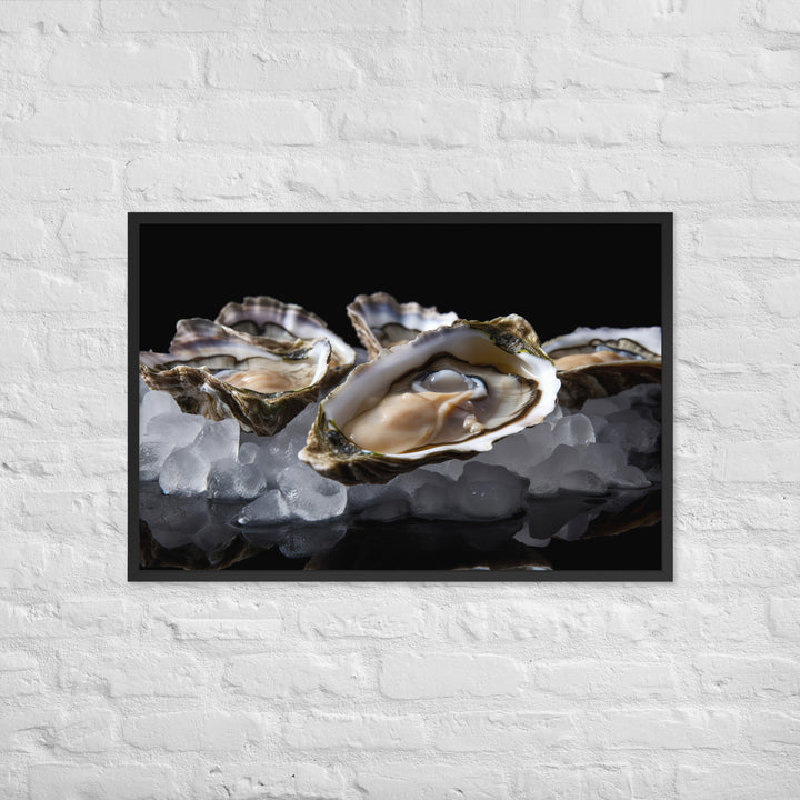 Delicate Olympia Oysters on the Half Shell Framed poster 🤤 from Yumify.AI