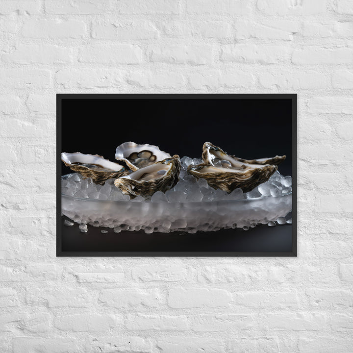 Delicate Olympia Oysters on the Half Shell Framed poster 🤤 from Yumify.AI