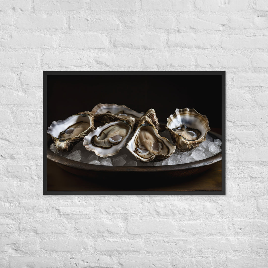 Delicate Olympia Oysters on the Half Shell Framed poster 🤤 from Yumify.AI