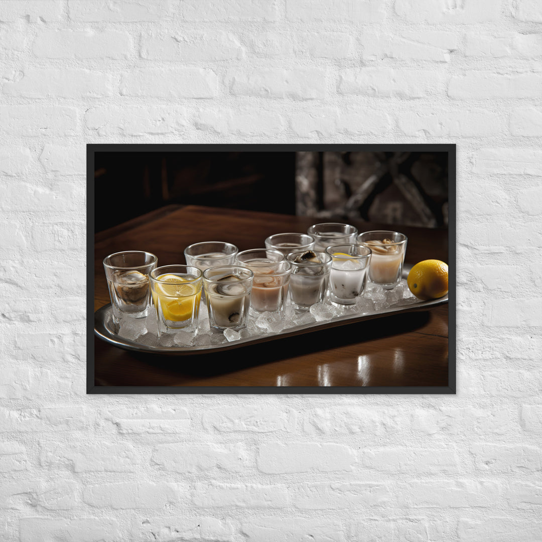 Chilled Wellfleet Oyster Shooters Framed poster 🤤 from Yumify.AI