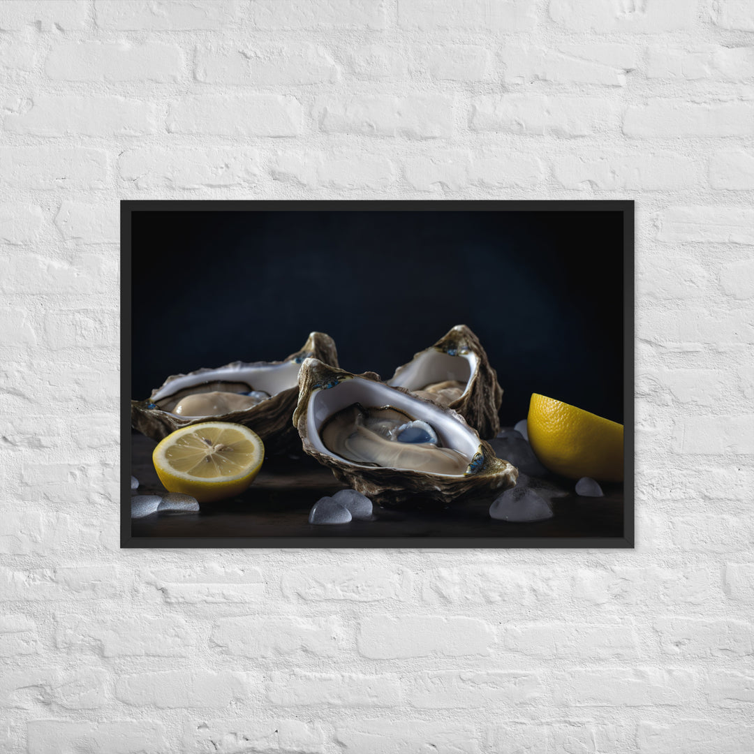 Blue Point Oysters on the Half Shell Framed poster 🤤 from Yumify.AI