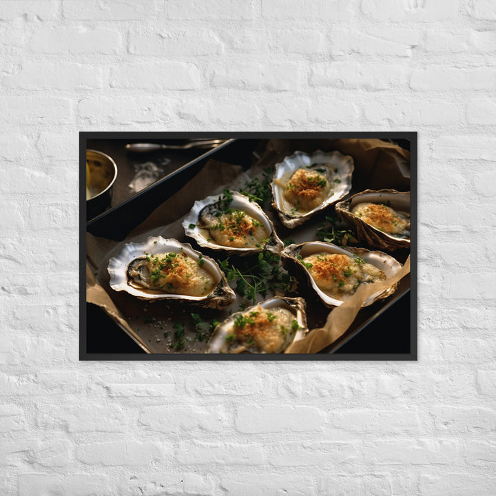 Baked Pacific Oysters with Cheese and Herbs Framed poster 🤤 from Yumify.AI