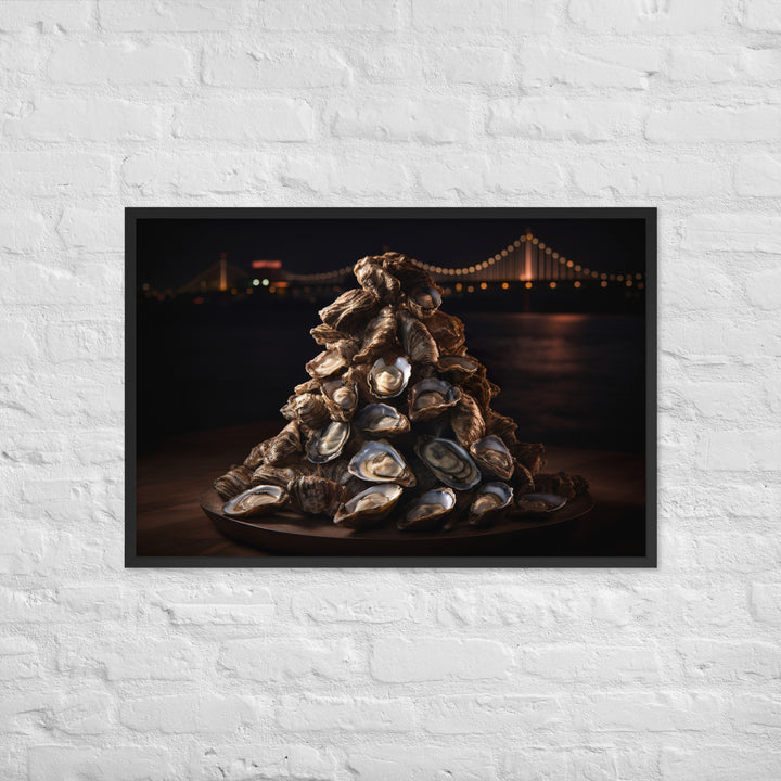 A Tower of Sydney Rock Oysters Framed poster 🤤 from Yumify.AI