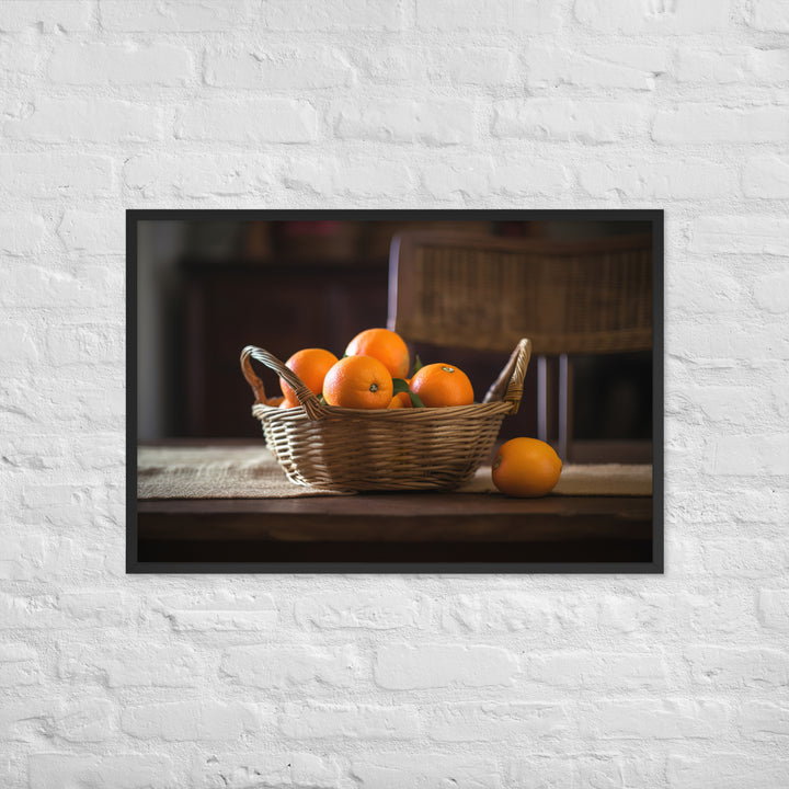 Oranges in a Wicker Basket Framed poster 🤤 from Yumify.AI