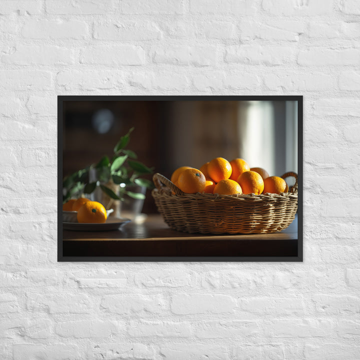 Oranges in a Wicker Basket Framed poster 🤤 from Yumify.AI