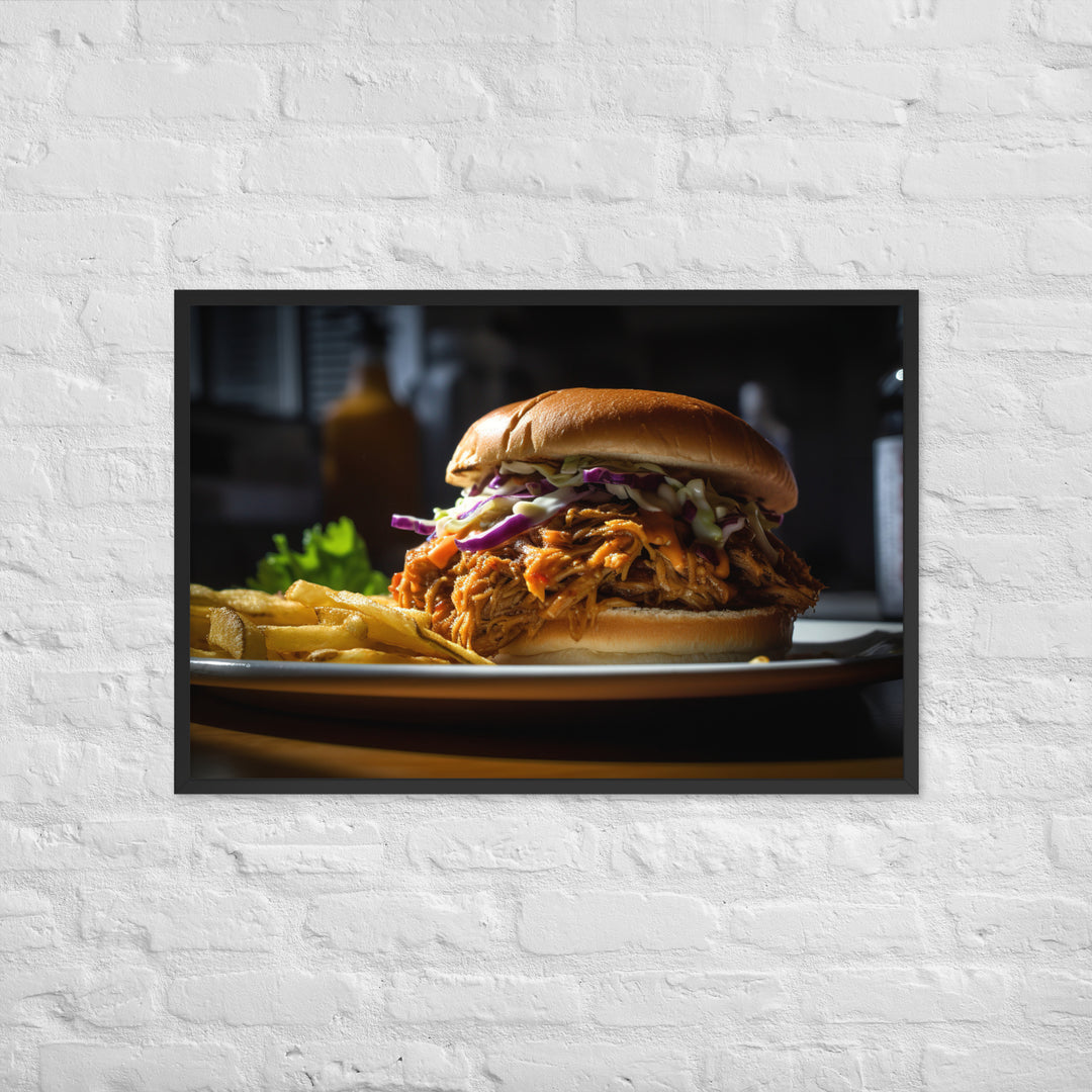 Melt in Your Mouth Pulled Pork Sandwich Framed poster 🤤 from Yumify.AI