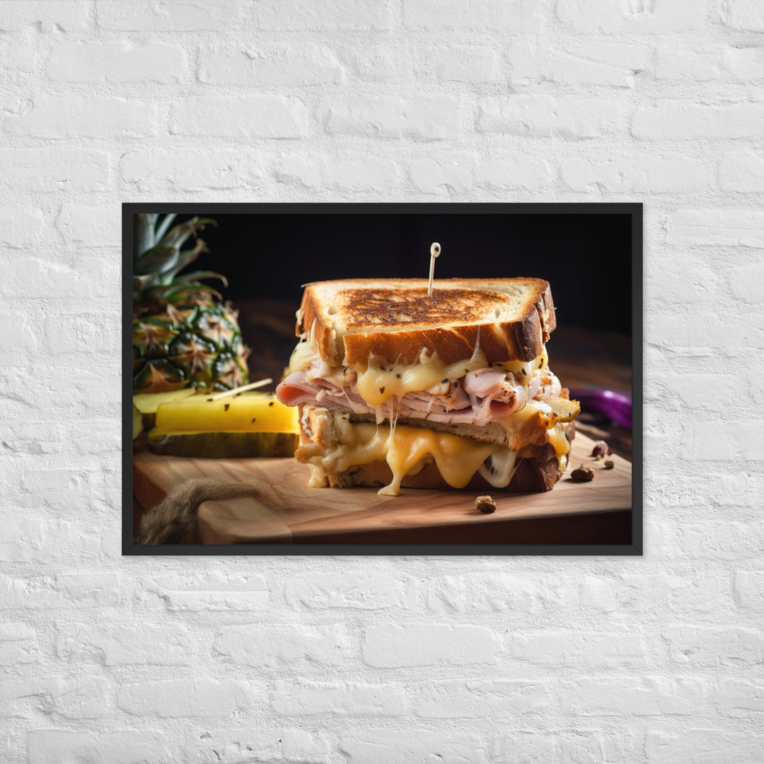 Hawaiian Grilled Cheese with Pineapple and Ham Framed poster 🤤 from Yumify.AI