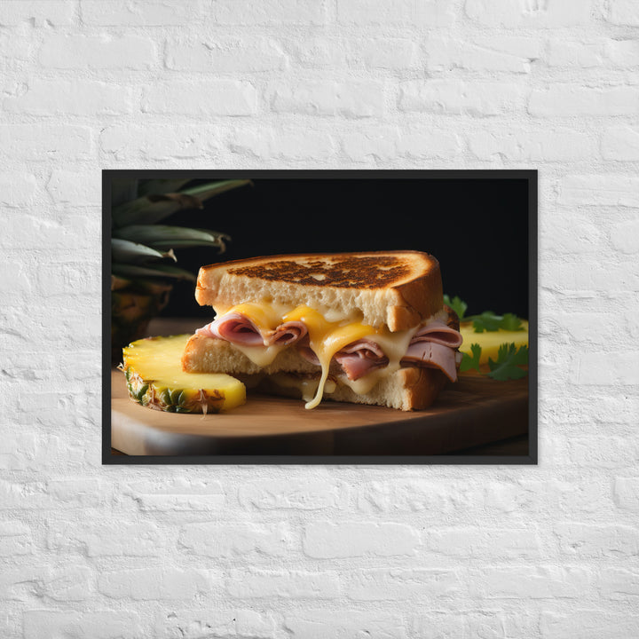 Hawaiian Grilled Cheese with Pineapple and Ham Framed poster 🤤 from Yumify.AI