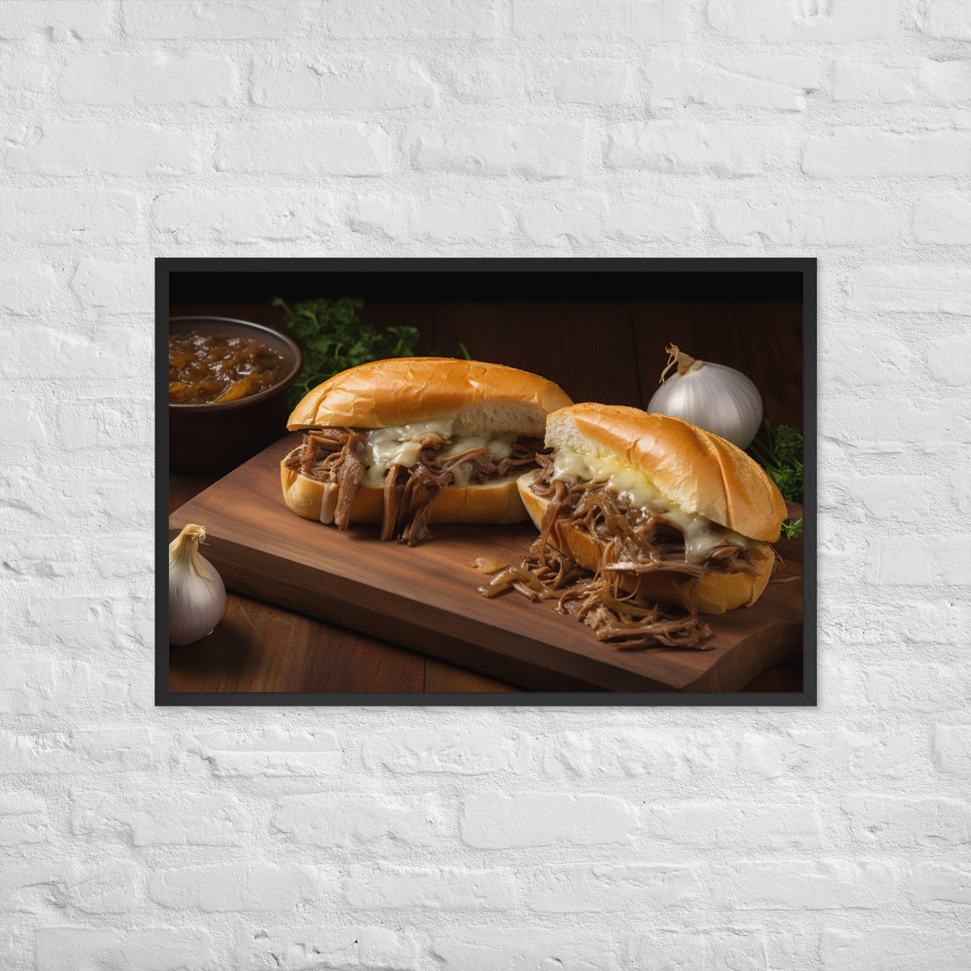 French Dip Sandwich with Caramelized Onions Framed poster 🤤 from Yumify.AI