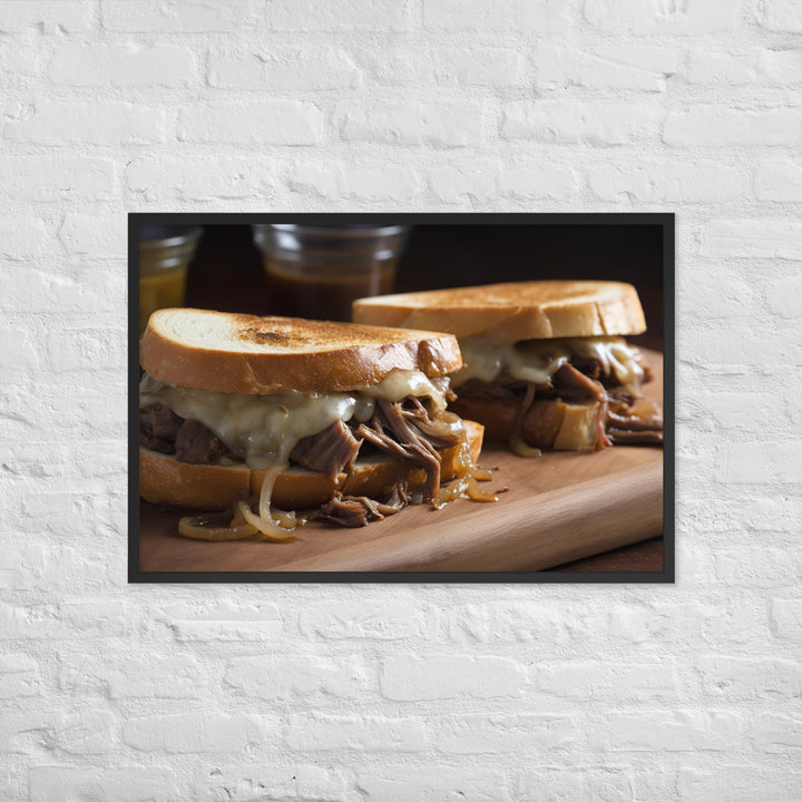 French Dip Sandwich with Caramelized Onions Framed poster 🤤 from Yumify.AI