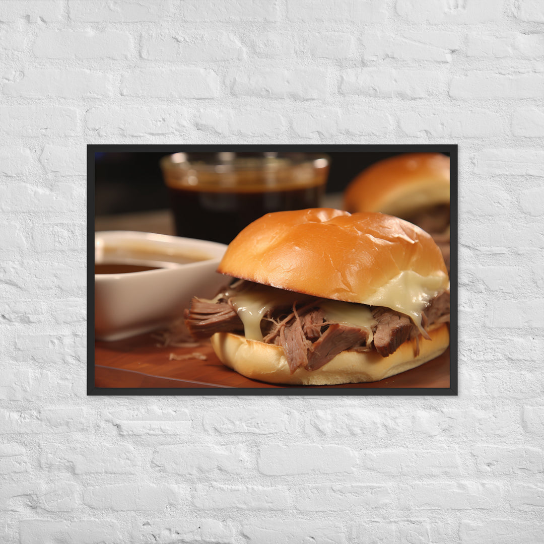 French Dip Sandwich with Au Jus Framed poster 🤤 from Yumify.AI