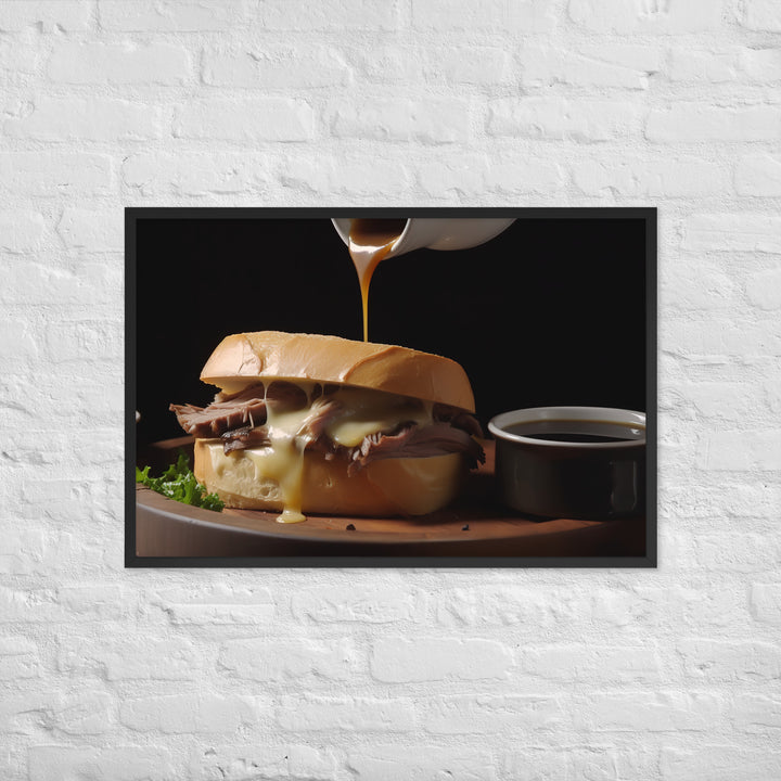 French Dip Sandwich with Au Jus Framed poster 🤤 from Yumify.AI