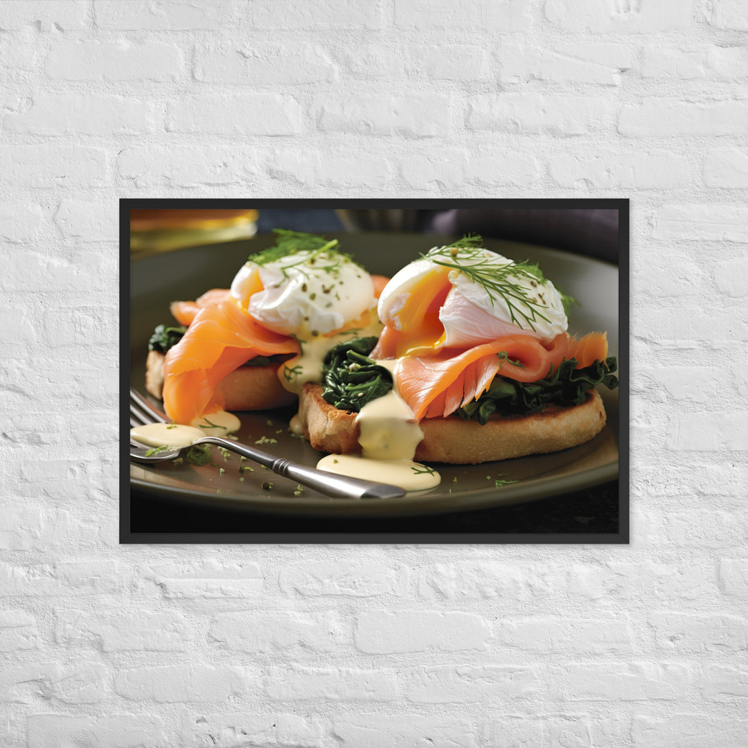 Smoked Salmon Eggs Benedict Framed poster 🤤 from Yumify.AI