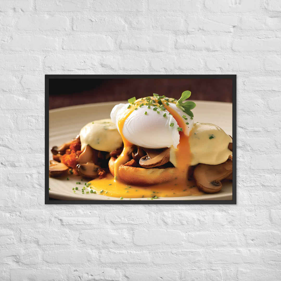 Mushroom and Truffle Eggs Benedict Framed poster 🤤 from Yumify.AI